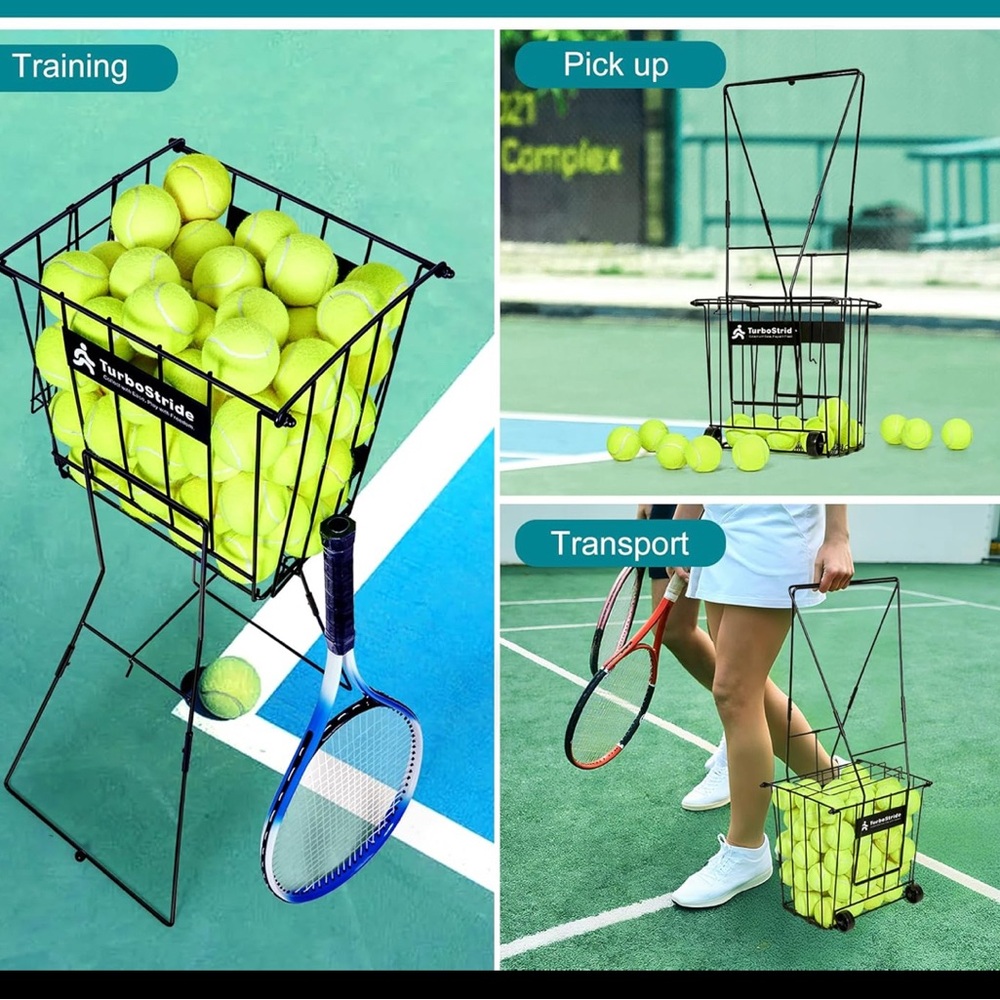 NEW Tennis Ball Hopper or Pickleball Picker Carrier Basket with Wheels - Picture 4 of 7